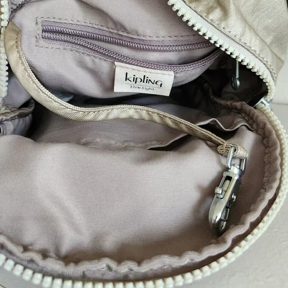 Kipling Mini Convertible Backpack Crossbody Silver Grey Metallic charm - Picture 10 of 15